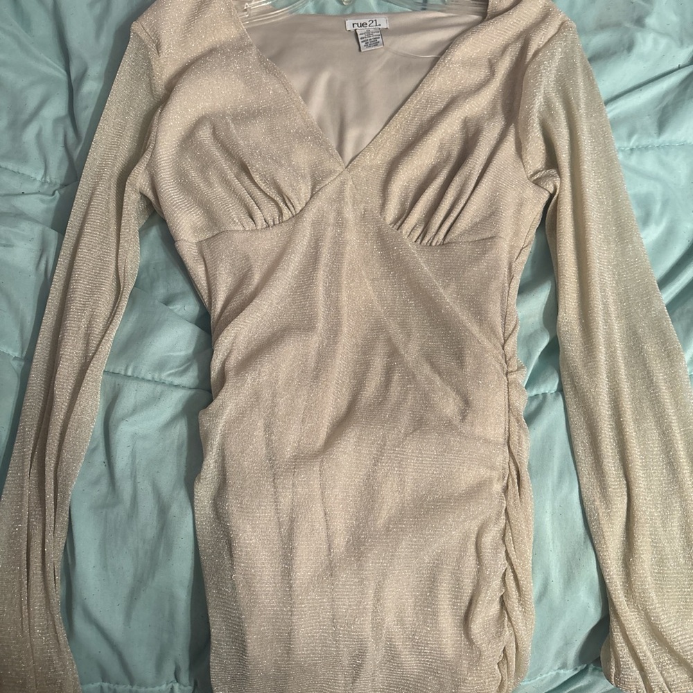 Sparkling Cream Long Sleeve Dress